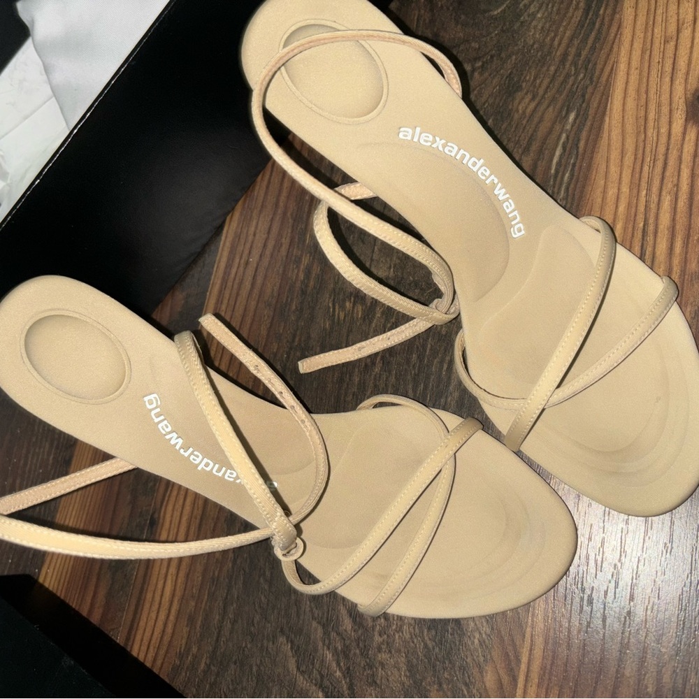 Alexander Wang Tan Suede Heels with Strappy Design